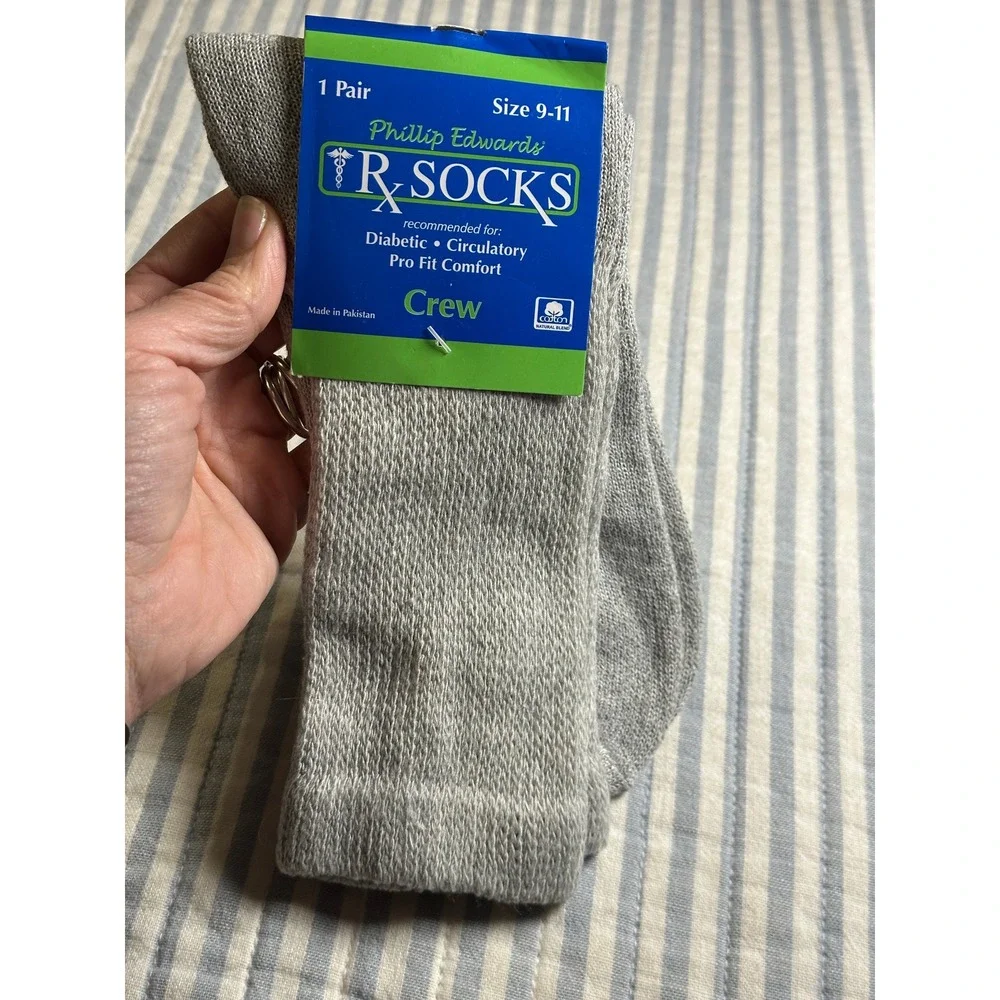 Phillip Edwards Excell‎ Diabetic Crew Socks 3 Pair Bundle Grey White Size 9-11